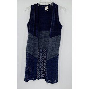 Belle Du Jour Girl’s Navy Blue Sleeveless Duster Size Medium